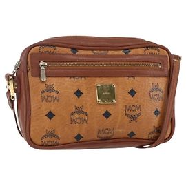 Sac à épaule MCM Visetos en toile et cuir Marron