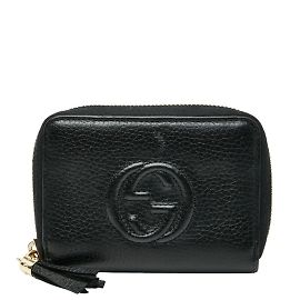 Carteira/porta-moedas Gucci Soho com zíper e G entrelaçado Preto