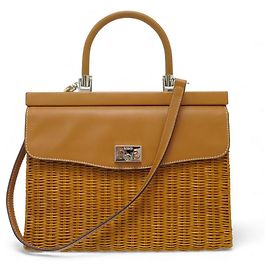 NEUF SAC A MAIN RODO WILLOW PARIS MEDIUM EN OSIER PANIER CAMEL BANDOULIERE Marron