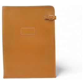 Hermès POCHETTE HERMES VINTAGE PORTADOCUMENTI IN PELLE DI VACCHE NATURALE ORO 1991 Cammello
