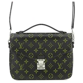 Louis Vuitton-Bolsa Louis Vuitton Monogram Anfla Rouge Pochette Metis MM M41462-Preto,Vermelho,Caqui