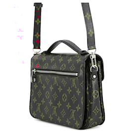 Louis Vuitton-Bolsa Louis Vuitton Monogram Anfla Rouge Pochette Metis MM M41462-Preto,Vermelho,Caqui