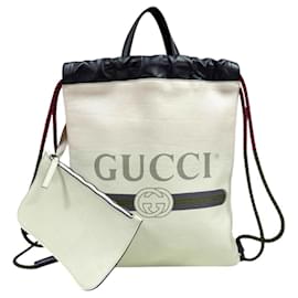 Gucci-Gucci Sherry Backpack in White Leather-White