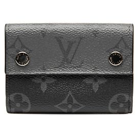 Louis Vuitton Monogram Eclipse Discovery Tri-Fold Compact Wallet Schwarz