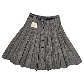 Saia plissada Hermès cinza de lã e angorá Cinza