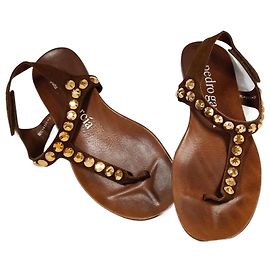 Pedro Garcia Judith leather sandals dark brown Swarovski crystals Dark brown