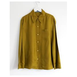 Camicia in seta verde chartreuse Prada Autunno 2015 Verde Verde oliva