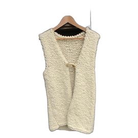 Autre Marque Lange Weste aus Wolle Creme Roh