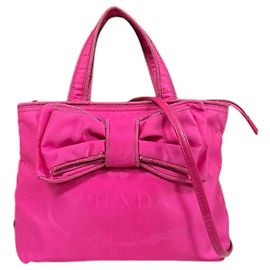 Borsa a spalla in nylon rosa Prada Rosa