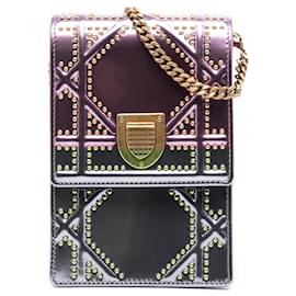 Dior-Dior Pink Metallic Studded Calfskin Vertical Diorama-Pink,Golden