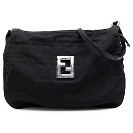 Fendi Black Zucca Canvas Shoulder Bag Black