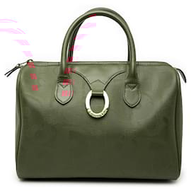 Dior-Dior Red Diorissimo Trotter Coated Canvas Boston Bag-Red