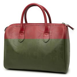 Dior-Dior Red Diorissimo Trotter Coated Canvas Boston Bag-Red