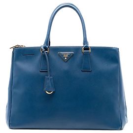 Prada Blue Large Saffiano Lux Galleria Double Zip Tote Blue