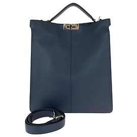 FENDI Peekaboo Iseeu Navy Leather Shoulder Bag Navy blue