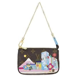 Louis Vuitton-Mini Pochette Acessórios Monograma Louis Vuitton-Marrom