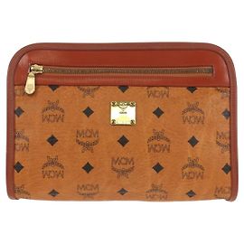 Pochette in PVC MCM Visetos Marrone
