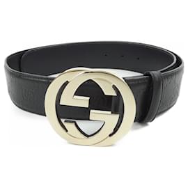 Gucci-Cinto preto padrão Gucci-Preto