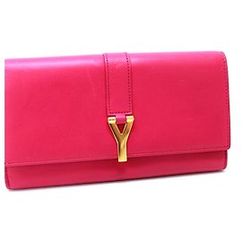 Yves Saint Laurent SAINT LAURENT PARIS Carteira Y-Line com Aba - Couro Rosa Rosa