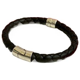 Bracciale in pelle argento Bottega Veneta Marrone