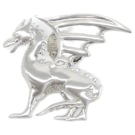 Hermès Talisman Drache Brosche Silber Metallisch