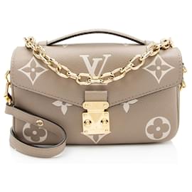 Louis Vuitton-Louis Vuitton Giant Monogram Empreinte Bicolor Pochette Metis E/W Shoulder Bag-Brown,Beige