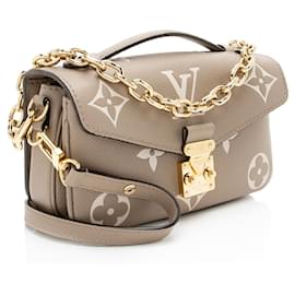 Louis Vuitton-Louis Vuitton Giant Monogram Empreinte Bicolor Pochette Metis E/W Shoulder Bag-Brown,Beige