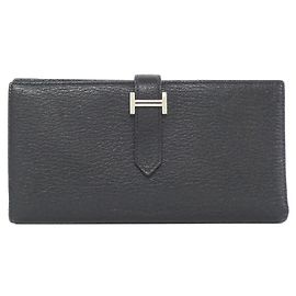 Portefeuille Long Soufflet en Chèvre Béarn d'Hermès Noir