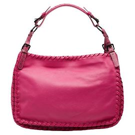 Bolsa de ombro em couro de python Intrecciato da Bottega Veneta Rosa