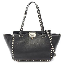 Valentino Garavani Borsa Tote in Pelle Rockstud di Valentino Nero