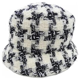 Chanel Wool Blend Hat Black Silvery White