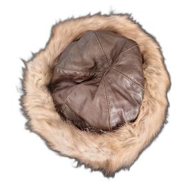 FENDI leather and fur hat Light brown Dark brown