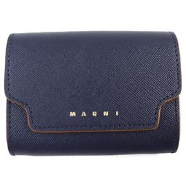 Marni PFMO0072U0 Leather Card Coin Case Blue Navy blue