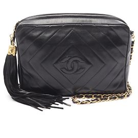Borsa a Spalla in Pelle di Agnello Chanel Coco Mark Nero