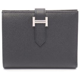 Billetera Compacta Béarn de Cuero Epsom Hermès Negro