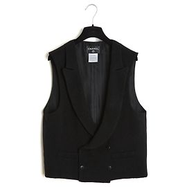 Chanel 2008 Black Gilet Jacket FR42 Double Breasted Vest UK14 U12 Black