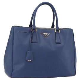 Prada Galleria Double Zip Tote Saffiano Leather Medium Blue