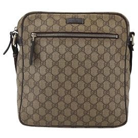 Gucci Front Zip Messenger GG Coated Canvas Medium Brown