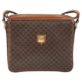 Céline Bolsa de Ombro Celine Macadam em Couro PVC Marrom