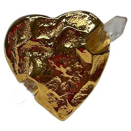 Yves Saint Laurent Broche cœur doré avec cristaux Doré