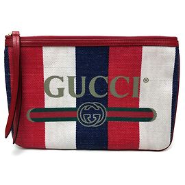 Gucci 524788 Baiadera Sylvie Striped Logo Clutch Bag Red