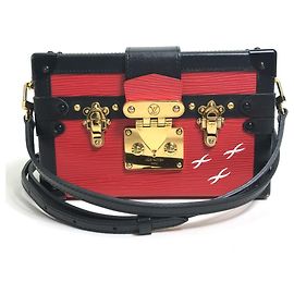 Borsa a Spalla Petite Malle Epi Louis Vuitton Nero Rosso