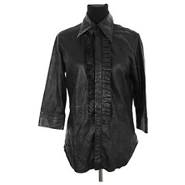 Zadig & Voltaire Schwarze Lederhemd Schwarz