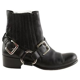Zadig & Voltaire Black leather biker boots Black