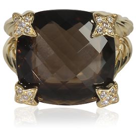 Anel On Point em Quartzo Fumê e Diamantes em Ouro Amarelo David Yurman Outro