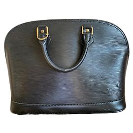 Louis Vuitton Black Leather Handbag Black