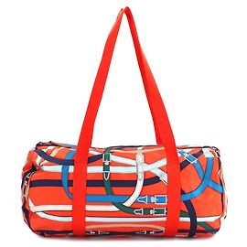 Bolsa de Ombro Hermès Cavalcadour Air em Seda 38 Multicor Laranja
