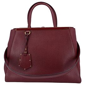 Fendi Borsa tote 2 Jours in pelle rosso scuro con tracolla Rosso