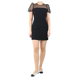 Red Valentino Black net sleeve mini dress - size UK 8 Black