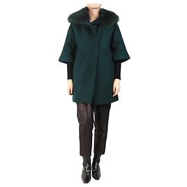 Herno Green coat with fur collar - size UK 10 Green